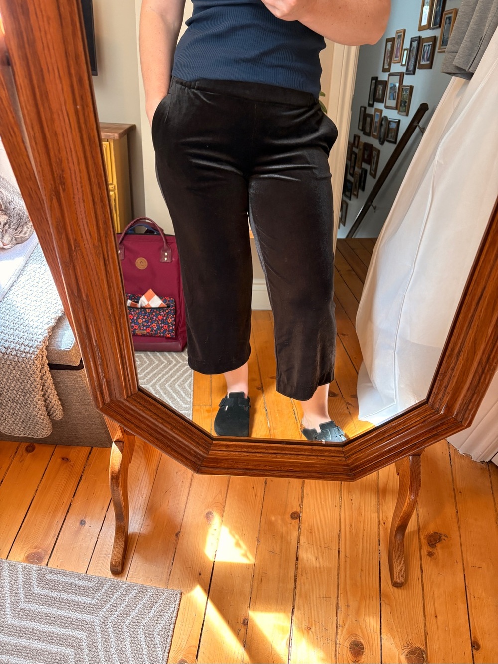 Old Navy Black Velvet Cropped Pants